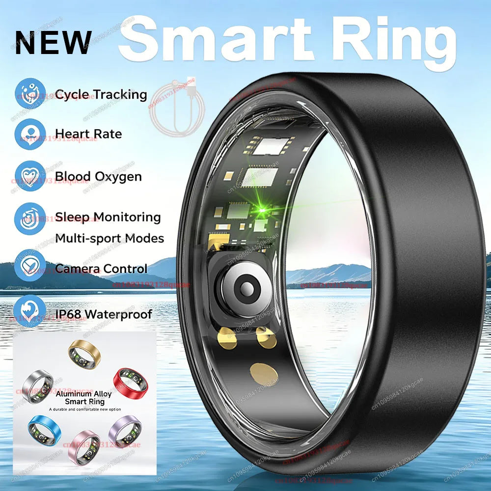 R10 Smart Ring with Charging Case Multi-color Ring Men Women Health Sleep Heart Rate Monitoring IP68 Waterproof Multi-sport Mode - Black Cable