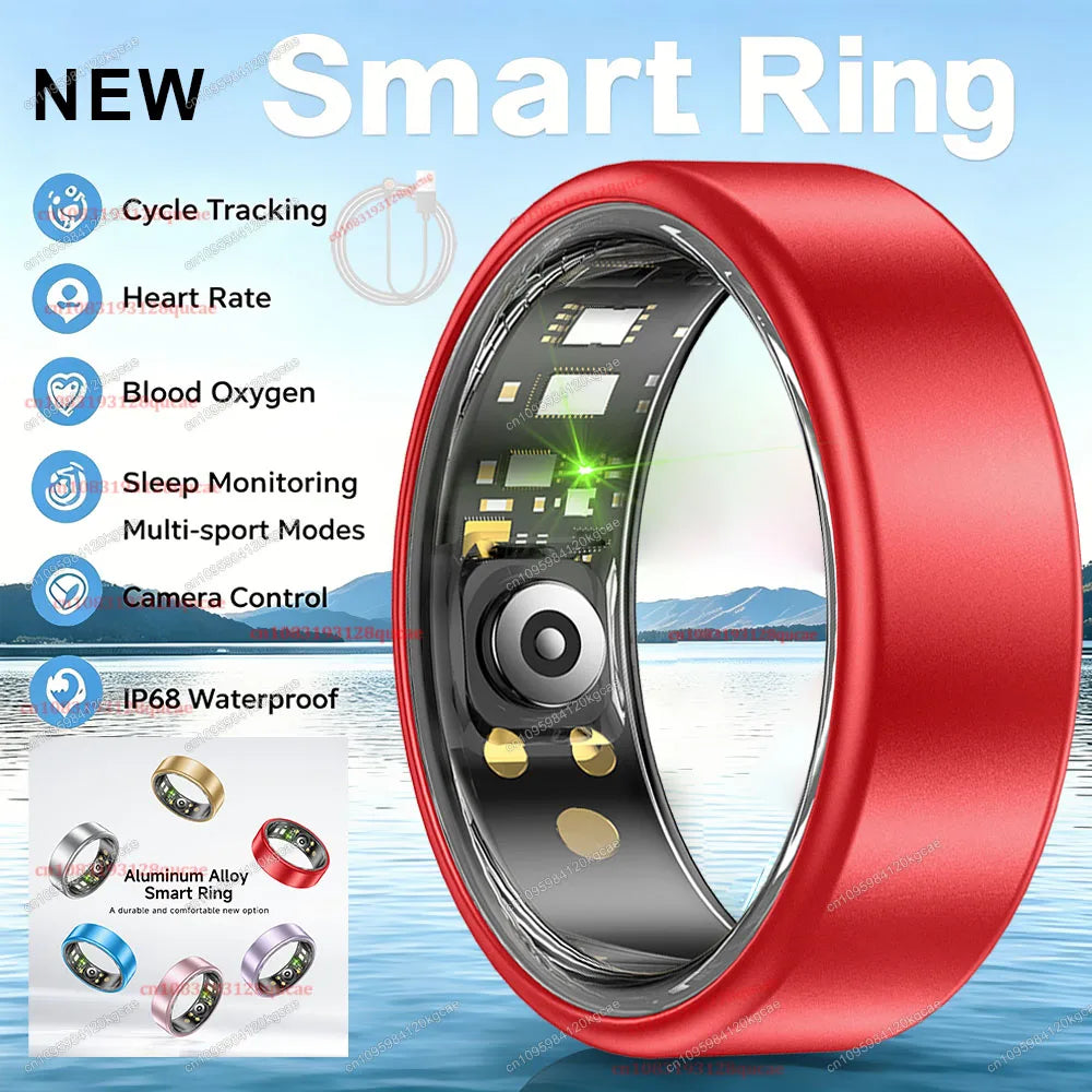 R10 Smart Ring with Charging Case Multi-color Ring Men Women Health Sleep Heart Rate Monitoring IP68 Waterproof Multi-sport Mode - Red Cable