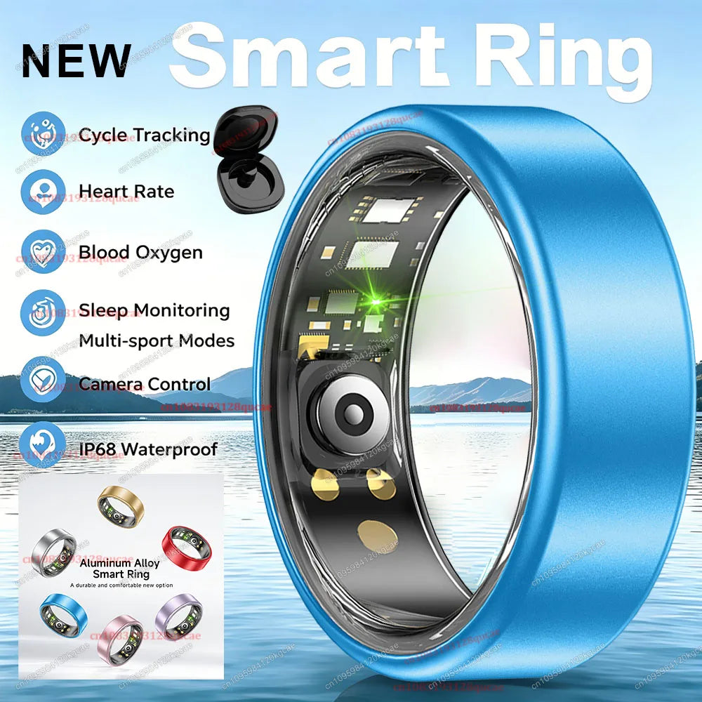 R10 Smart Ring with Charging Case Multi-color Ring Men Women Health Sleep Heart Rate Monitoring IP68 Waterproof Multi-sport Mode - Blue Box