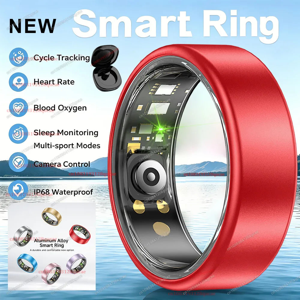 R10 Smart Ring with Charging Case Multi-color Ring Men Women Health Sleep Heart Rate Monitoring IP68 Waterproof Multi-sport Mode - Red Box