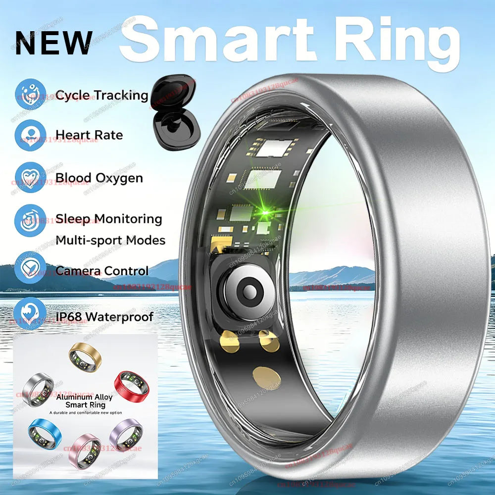 R10 Smart Ring with Charging Case Multi-color Ring Men Women Health Sleep Heart Rate Monitoring IP68 Waterproof Multi-sport Mode - Silver Box