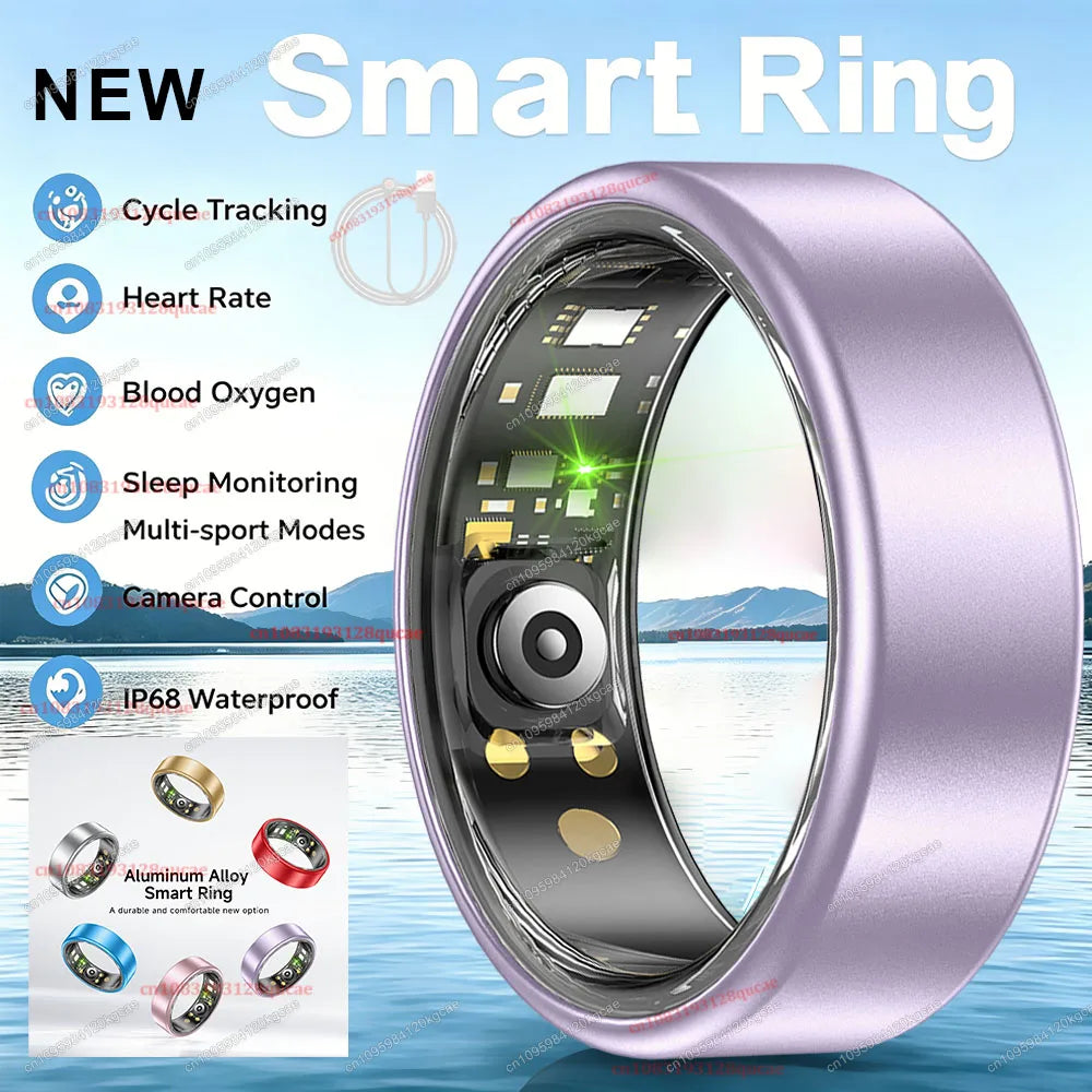 R10 Smart Ring with Charging Case Multi-color Ring Men Women Health Sleep Heart Rate Monitoring IP68 Waterproof Multi-sport Mode - Purple Cable