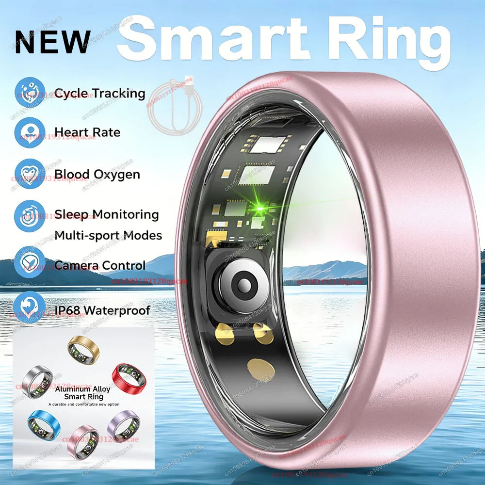 R10 Smart Ring with Charging Case Multi-color Ring Men Women Health Sleep Heart Rate Monitoring IP68 Waterproof Multi-sport Mode - Pink Cable