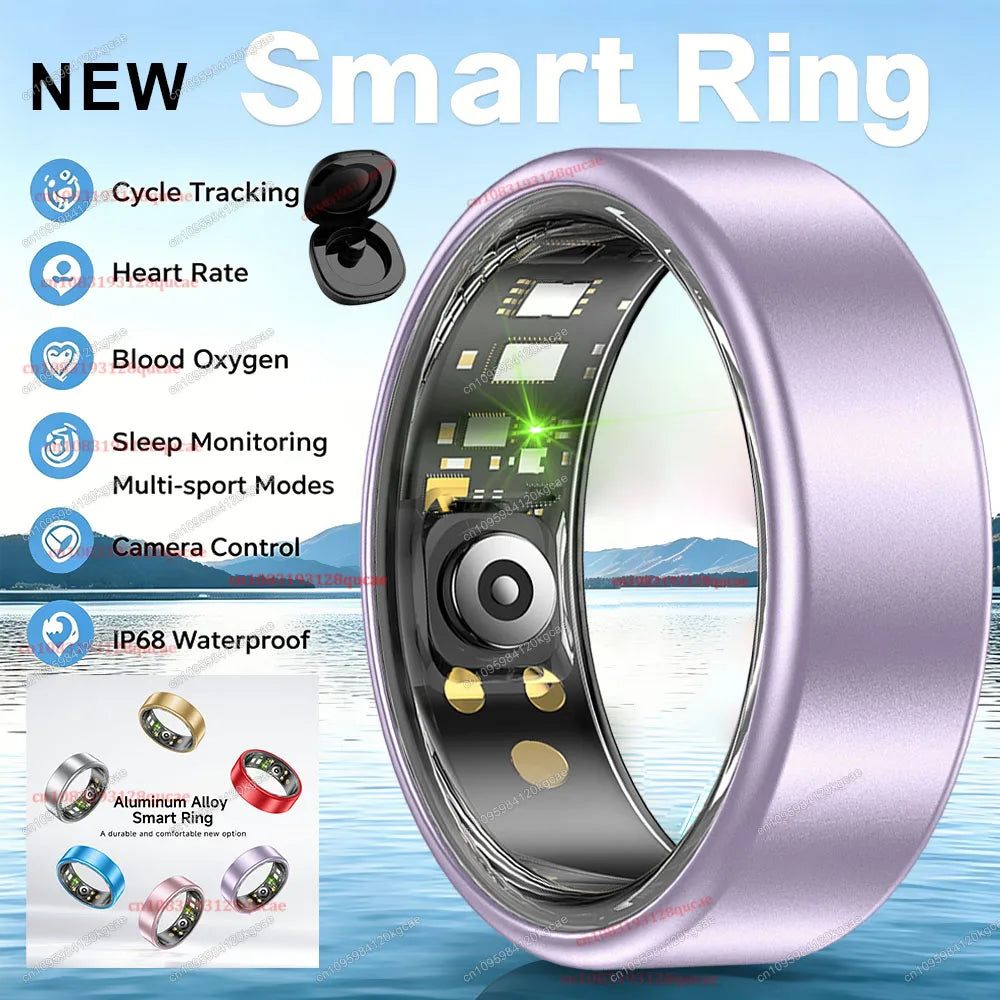 R10 Smart Ring with Charging Case Multi-color Ring Men Women Health Sleep Heart Rate Monitoring IP68 Waterproof Multi-sport Mode - Purple Box