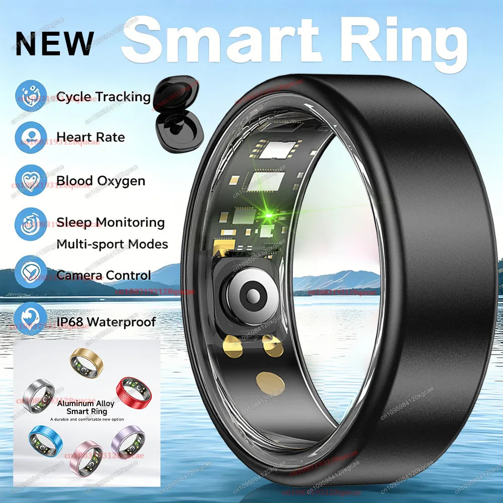 R10 Smart Ring with Charging Case Multi-color Ring Men Women Health Sleep Heart Rate Monitoring IP68 Waterproof Multi-sport Mode - Black Box
