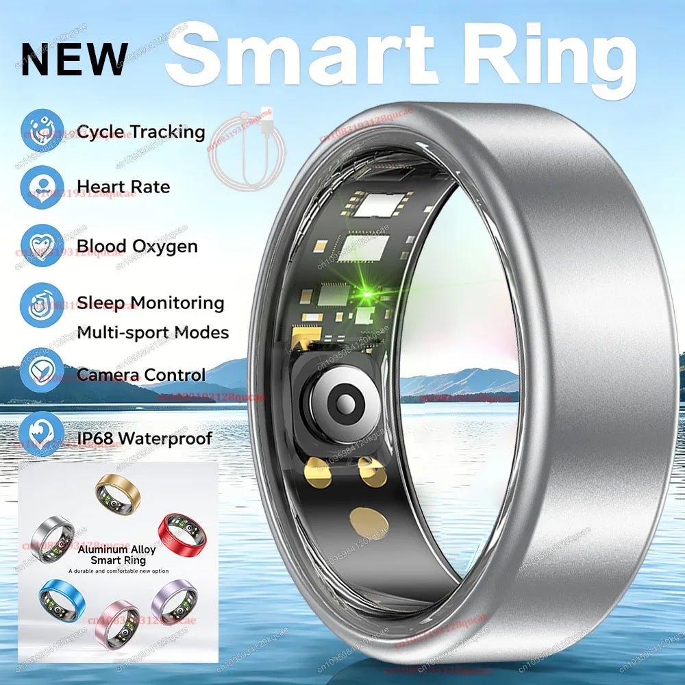 R10 Smart Ring with Charging Case Multi-color Ring Men Women Health Sleep Heart Rate Monitoring IP68 Waterproof Multi-sport Mode - Silver Cable