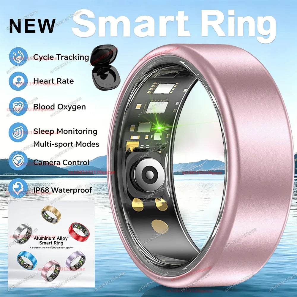 R10 Smart Ring with Charging Case Multi-color Ring Men Women Health Sleep Heart Rate Monitoring IP68 Waterproof Multi-sport Mode - Pink Box